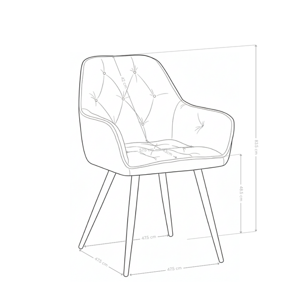 Krzesło Do Jadalni Welurowe Nogi Stalowe Malowane Proszkowo Mirage