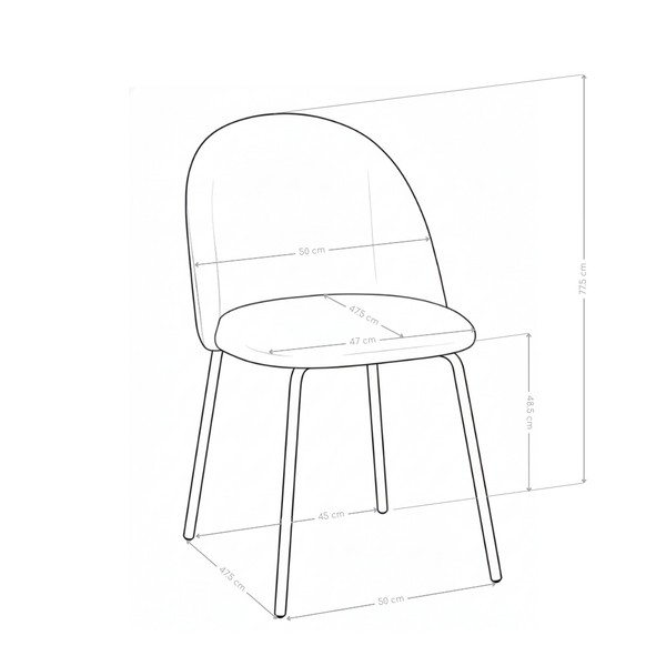 Krzesło Do Jadalni Welurowe Nogi Stalowe Malowane Proszkowo Ethereal