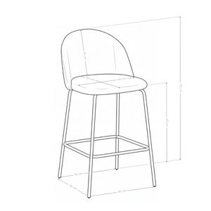 Hoker Barowe Welurowe Nogi Stalowe Malowane Proszkowo DR255