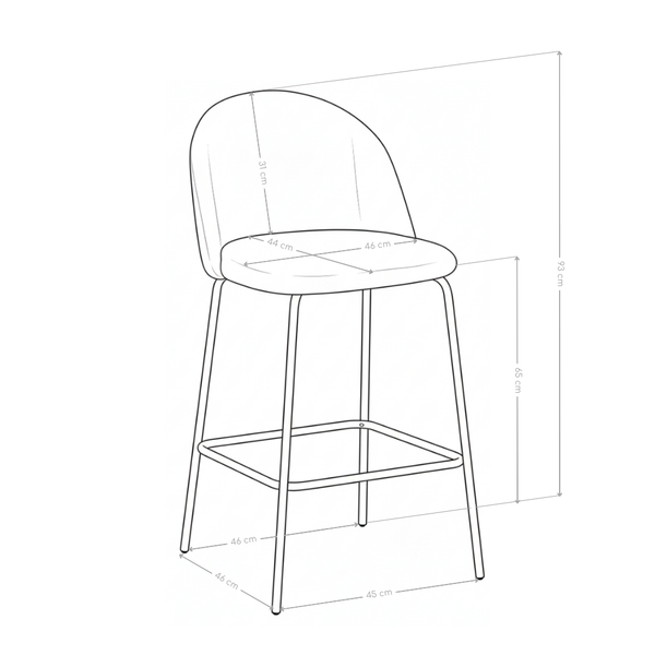 Hoker Barowe Welurowe Nogi Stalowe Malowane Proszkowo DR255