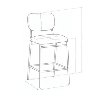 Hoker Barowe Welurowe Nowoczesne Wysokie Nogi Stalowe Czarne DR256