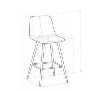 Krzesło Barowe Welurowe Nowoczesne Wysokie Nogi Stalowe Czarne Velvet Shadow