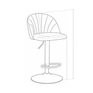 Krzesło Barowe Obrotowe Welurowe Regulowane Stylowe Nogi Stalowe Quasar