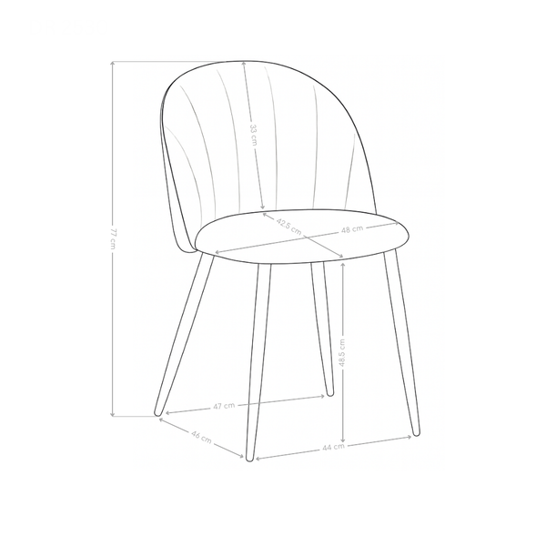 Krzesło Do Jadalni Welurowe Nowoczesne Nogi Stalowe Czarne 2530