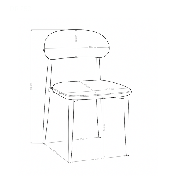 Krzesło Do Jadalni Welurowe Nowoczesne Nogi Stalowe Malowane Proszkowo 2531