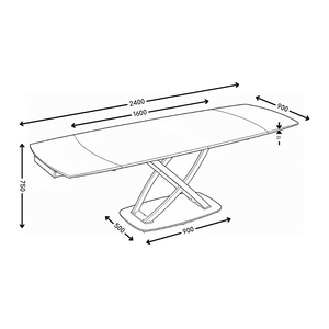 Stół Do Jadalni Ceramiczny 160–240x90 Marmur Nogi Stalowe Czarne Axis