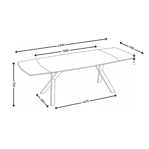 Stół Do Jadalni Ceramiczny 160–240x90 Marmur Nogi Stalowe Czarne Nova