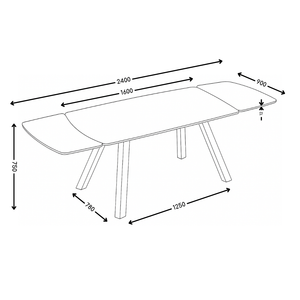 Stół Do Jadalni Ceramiczny 160–240x90 Marmur Nogi Stalowe Czarne Rhythm