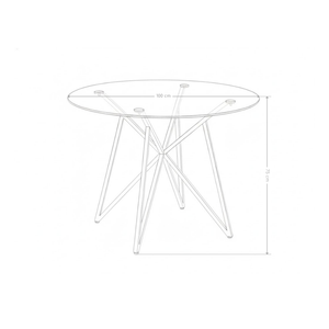 Stół Jadalniany Okrągły Szkło Hartowane Nogi ze Stali Nierdzewnej 100cm Breeze