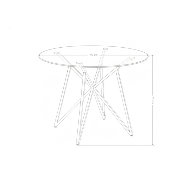 Stół Jadalniany Okrągły Szkło Hartowane Nogi ze Stali Nierdzewnej 100cm Breeze