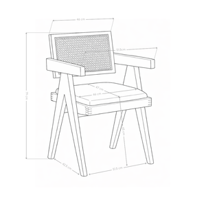 Krzesło Drewniane W Kolorze Dębu Tapicerowane Z Oparciem Rattanowym HSC2510