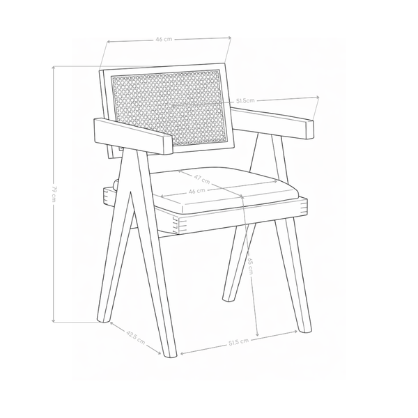 Krzesło Drewniane W Kolorze Dębu Tapicerowane Z Oparciem Rattanowym HSC2510