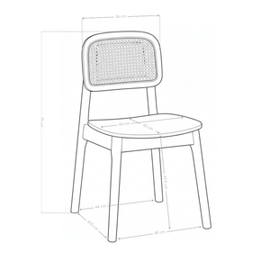 Krzesło Naturalne Drewniane W Kolorze Dębu z Oparciem Rattanowym Loft HSC2515