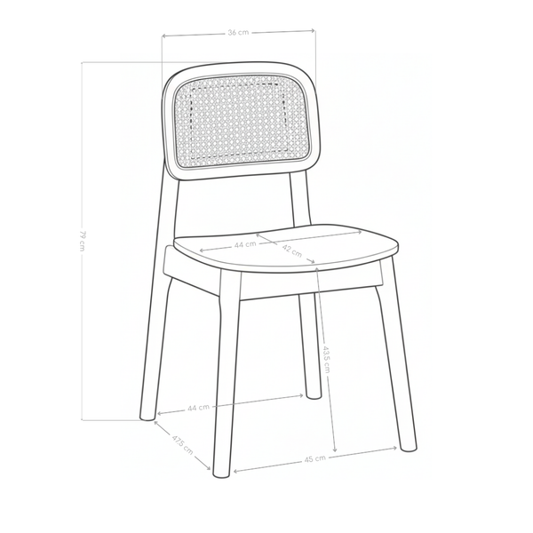 Krzesło Naturalne Drewniane W Kolorze Dębu z Oparciem Rattanowym Loft HSC2515