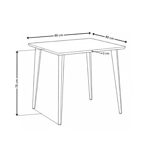 Stół Do Jadalni Kwadratowy 80x80 Nogi Stalowe Malowane Loft HT-08