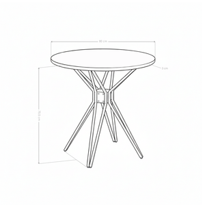 Stół Do Jadalni Okrągły 80 cm Płyta Laminowana Nogi Czarne HT-14