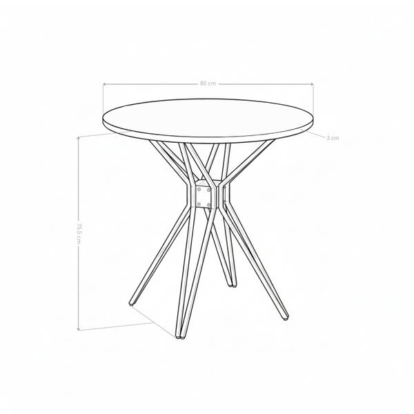 Stół Do Jadalni Okrągły 80 cm Płyta Laminowana Nogi Czarne HT-14