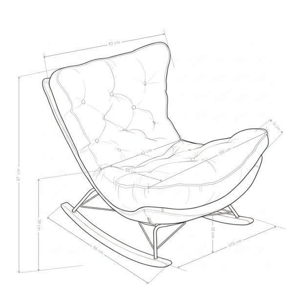 Fotel Wypoczynkowy Bujany Tkanina Premium Nowoczesny Nogi Drewno Lyon