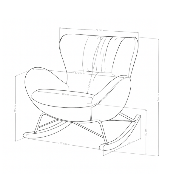 Fotel Wypoczynkowy Bujany Tkanina Premium Szary Nowoczesny Nogi Z Drewna Firenze