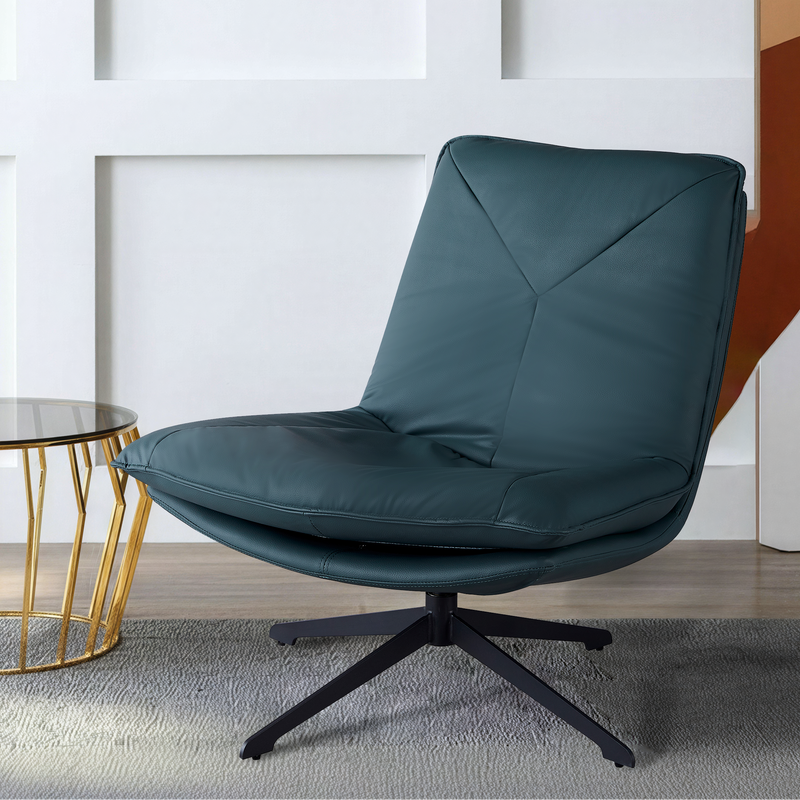 Fotel Wypoczynkowy Obrotowy Eco Skóra Loft Nogi Stalowe Czarne Roma — Morski