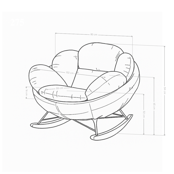 Fotel Wypoczynkowy Bujany Tkanina Premium Nogi Z Drewna I Stali Pisa