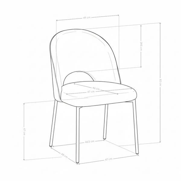 Krzesło Do Jadalni Tapicerowane Stylowe Nogi Metalowe Czarne SK03