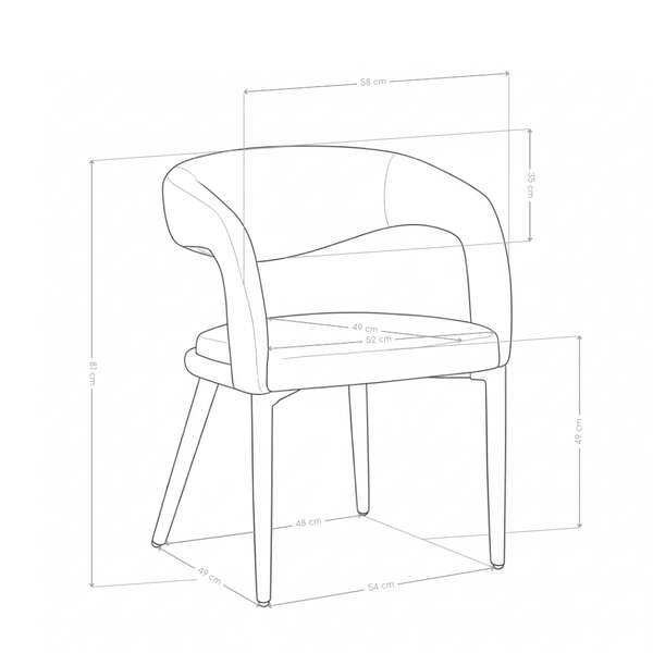Krzesło Do Jadalni w Całości Tapicerowane z Podłokietnikami SK04