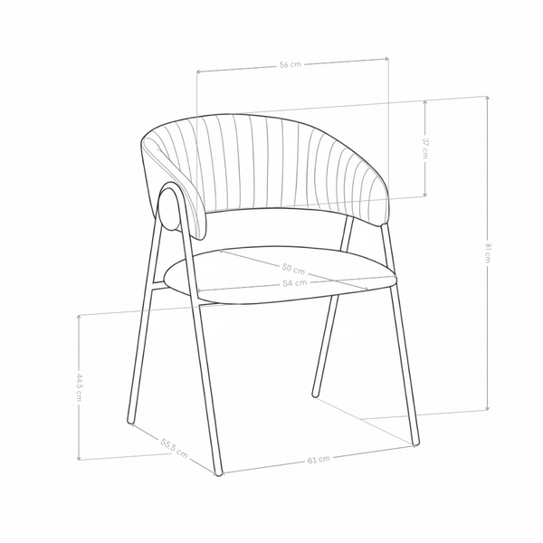 Krzesło Do Jadalni Tapicerowane Nowoczesne Nogi Metalowe Czarne SK06