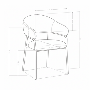 Krzesło Do Jadalni Tapicerowane z Podłokietnikami Nogi Metalowe Czarne SK07