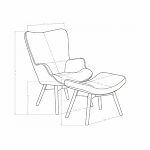 Fotel Wypoczynkowy Tkanina Premium Nogi Drewno Wiązowe z Podnóżkiem ZZA02FT