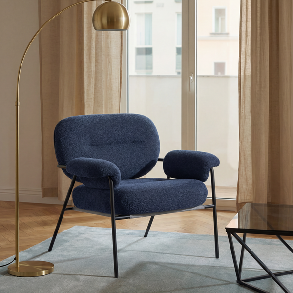 Fotel Wypoczynkowy Tkanina Premium Stylowy Nogi Stalowe Czarne Norvik