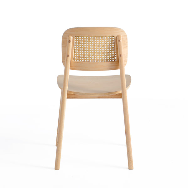 Krzesło Naturalne Drewniane W Kolorze Dębu z Oparciem Rattanowym Loft HSC2515