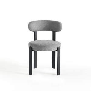 Krzesło Do Jadalni Tapicerowane Zaokrąglone Oparcie Stalowe Nogi HT1242